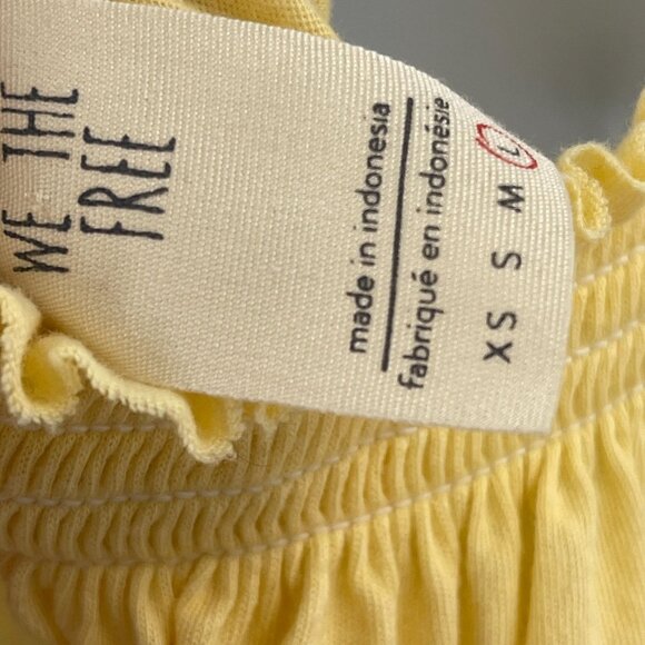 Free People Darling Lemon Cold Shoulder Yellow Babydoll Blouse Tank Top Large - Picture 11 of 12